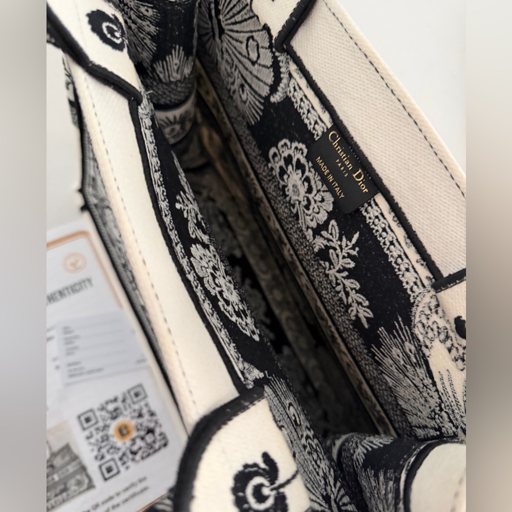 Christian Dior Canvas Butterfly Bandana Embroidered Medium Book Tote ~ 2 COA’s - Picture 7 of 15